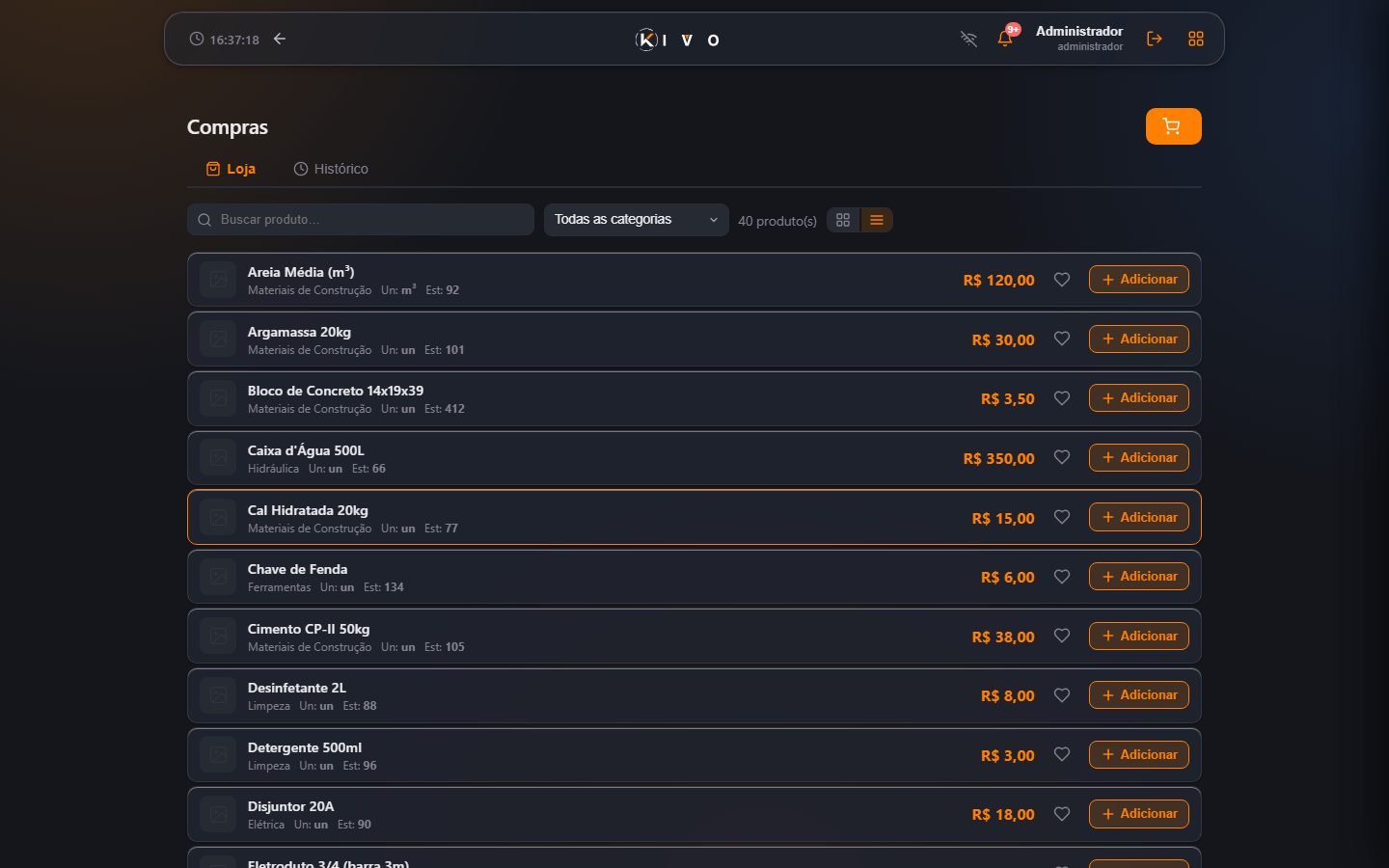 Compras — recebimento de mercadoria e custo.