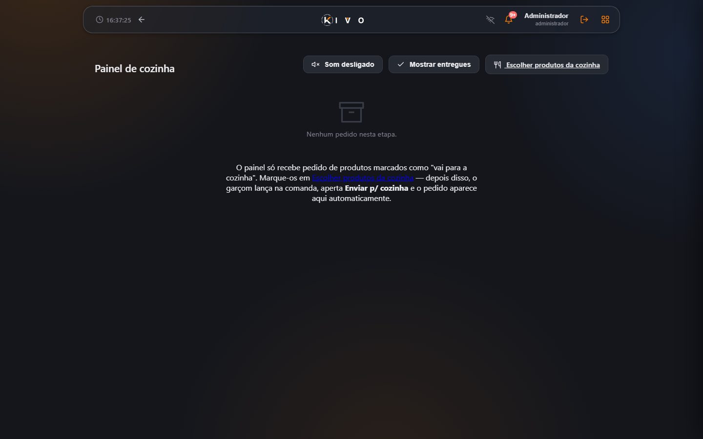 Cozinha — painel de produção (KDS).