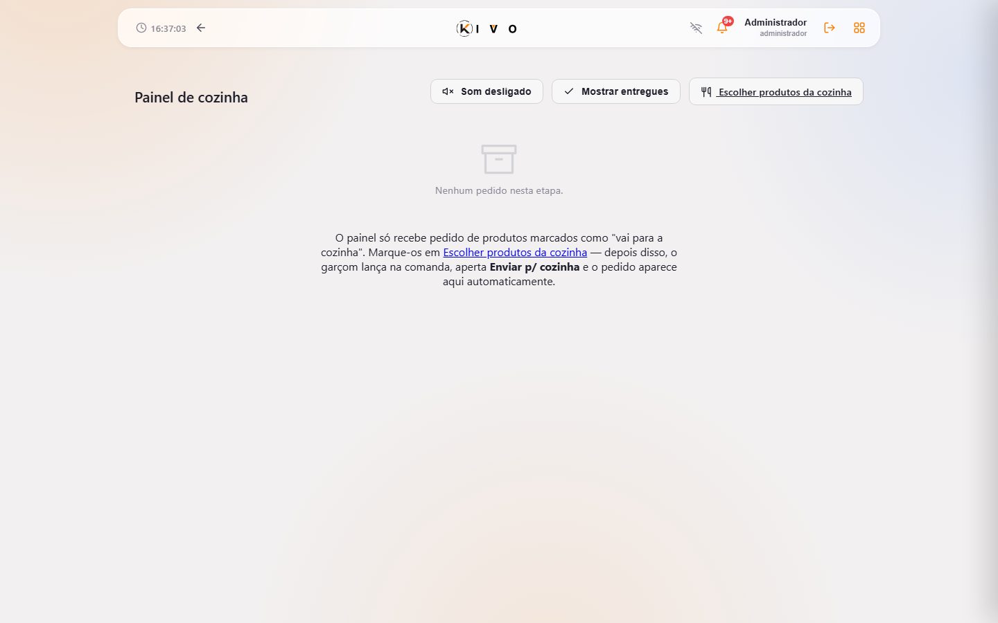Cozinha — painel de produção (KDS).