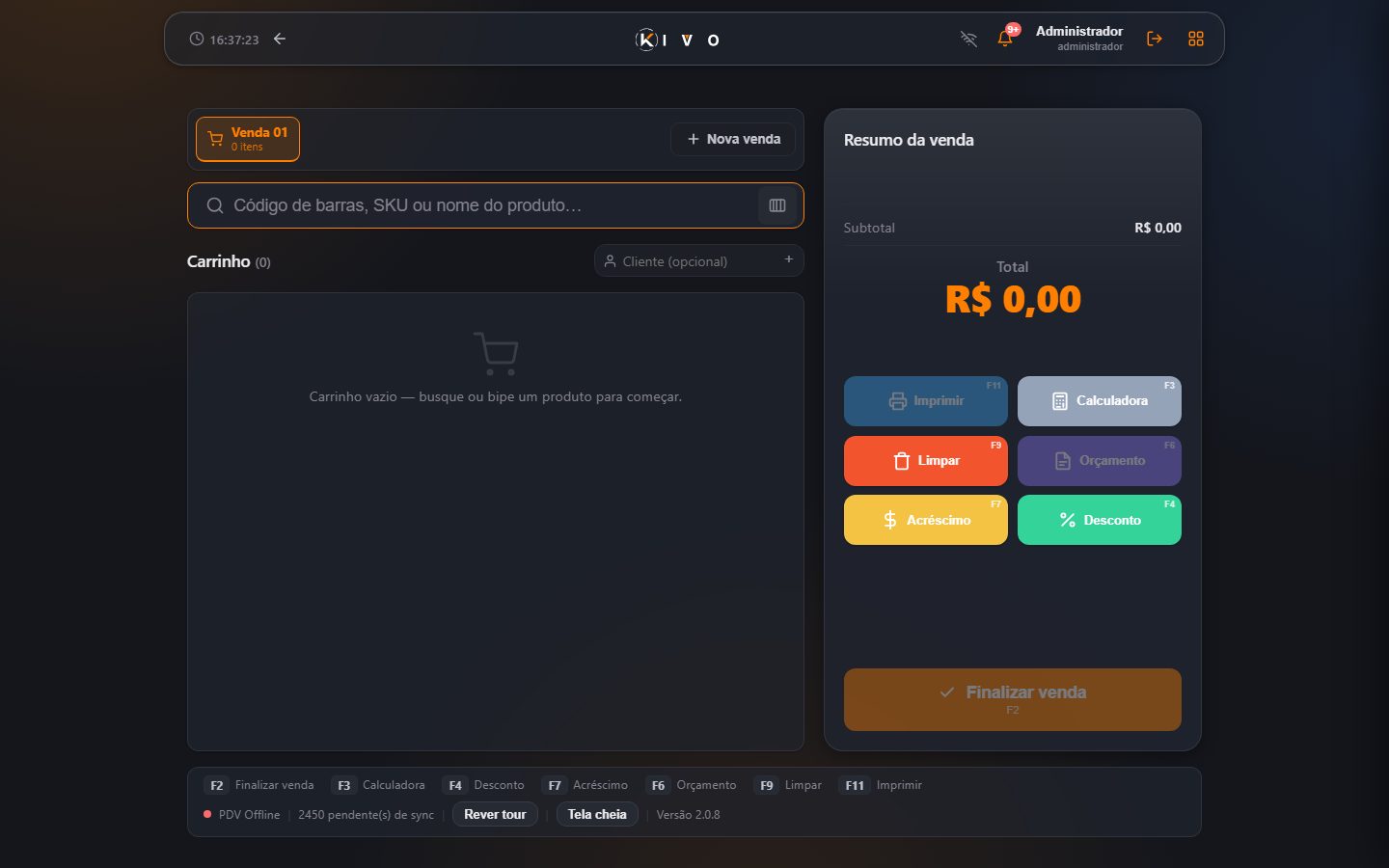 PDV — a frente de caixa.