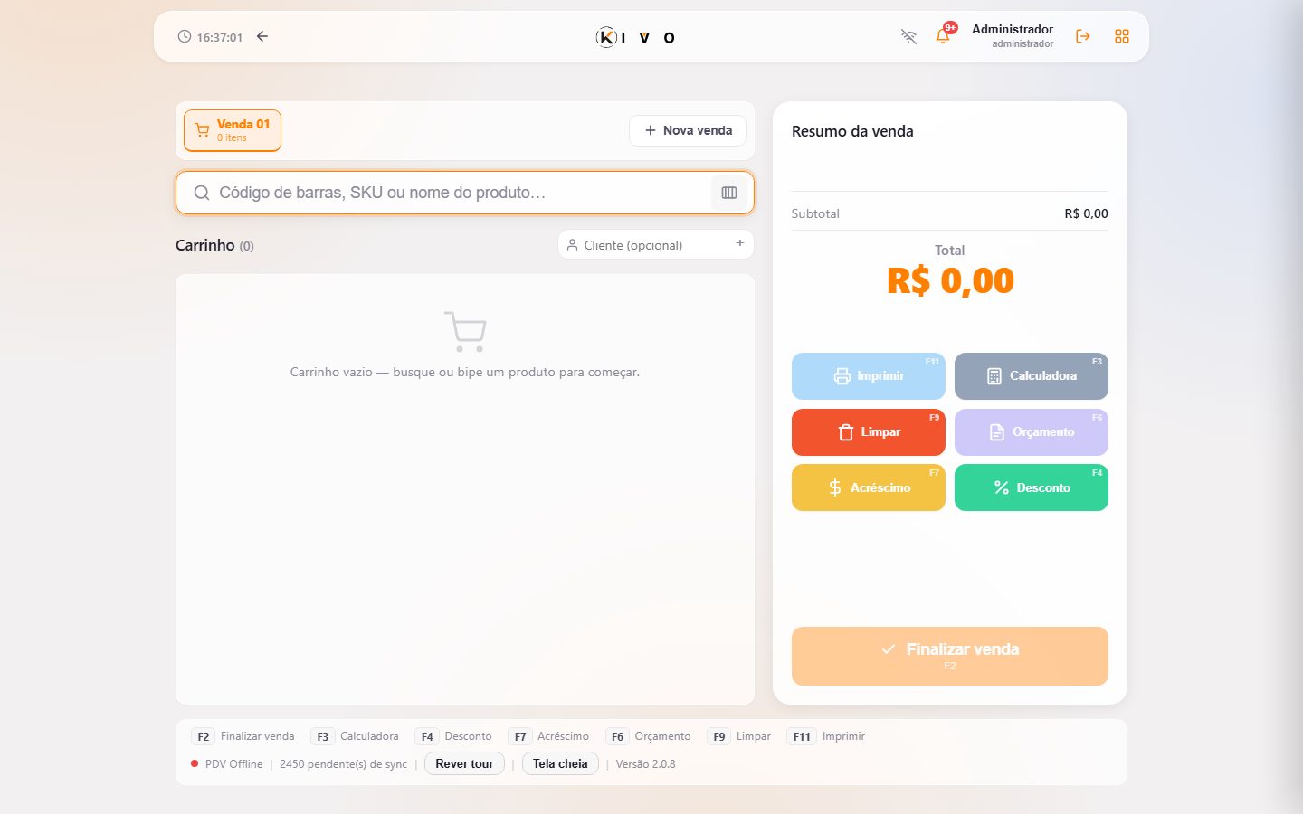 PDV — a frente de caixa.
